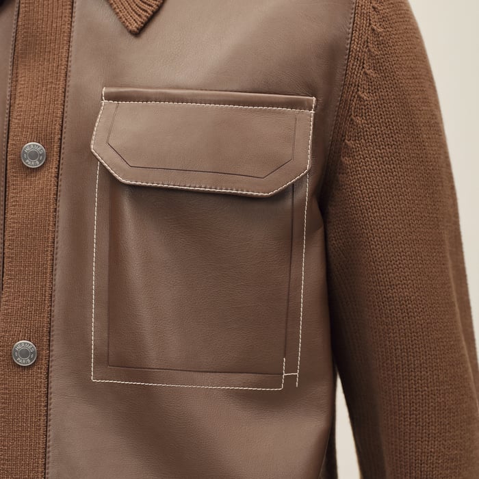 Caramel "Devant Cuir" Buttoned Jacket