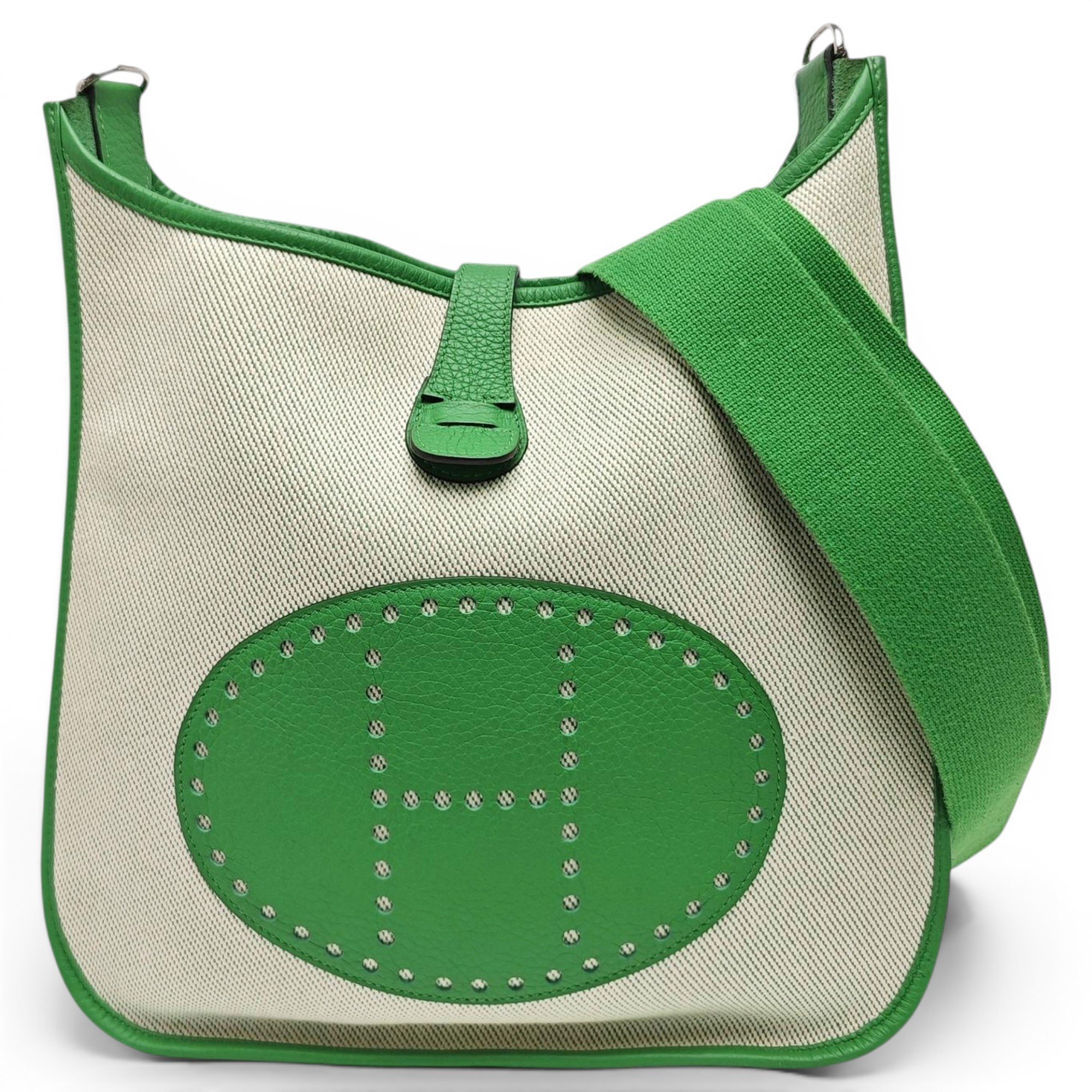 Hermes Evelyne Handbag White 2014