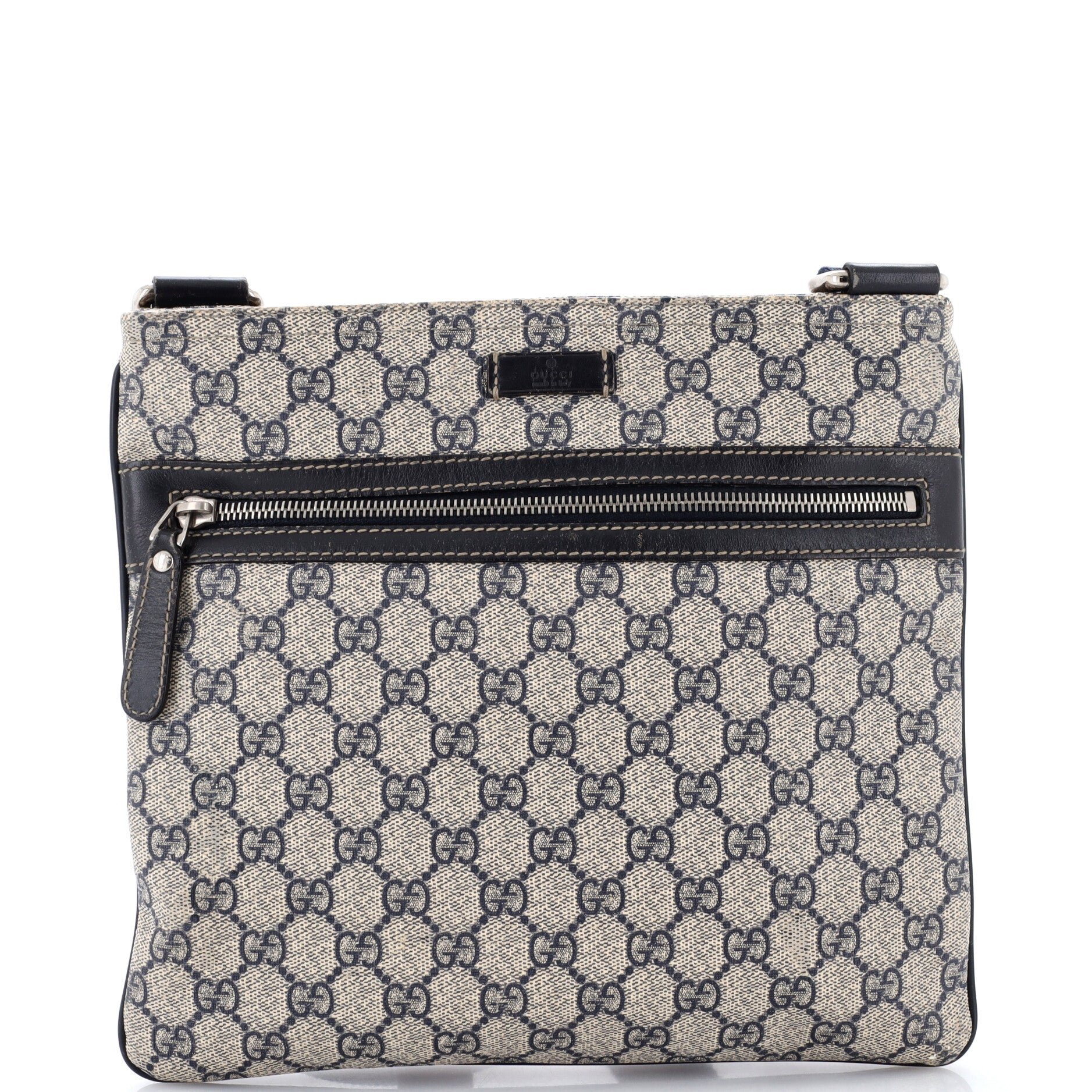 Front Zip Flat Messenger Bag GG Coated Canvas Medium