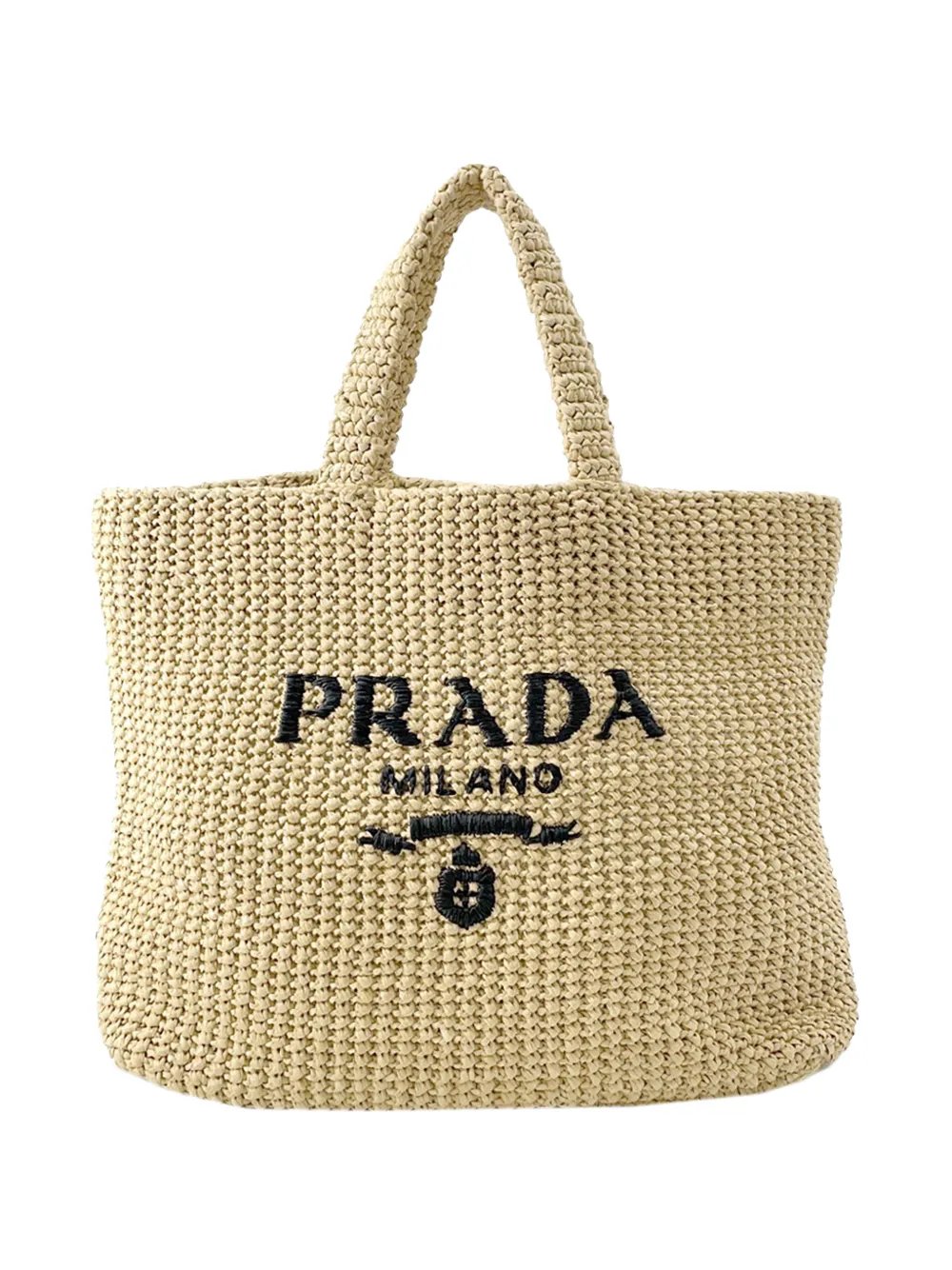 2013-2026 Large Raffia Effect Crochet Embroidered Logo tote bag