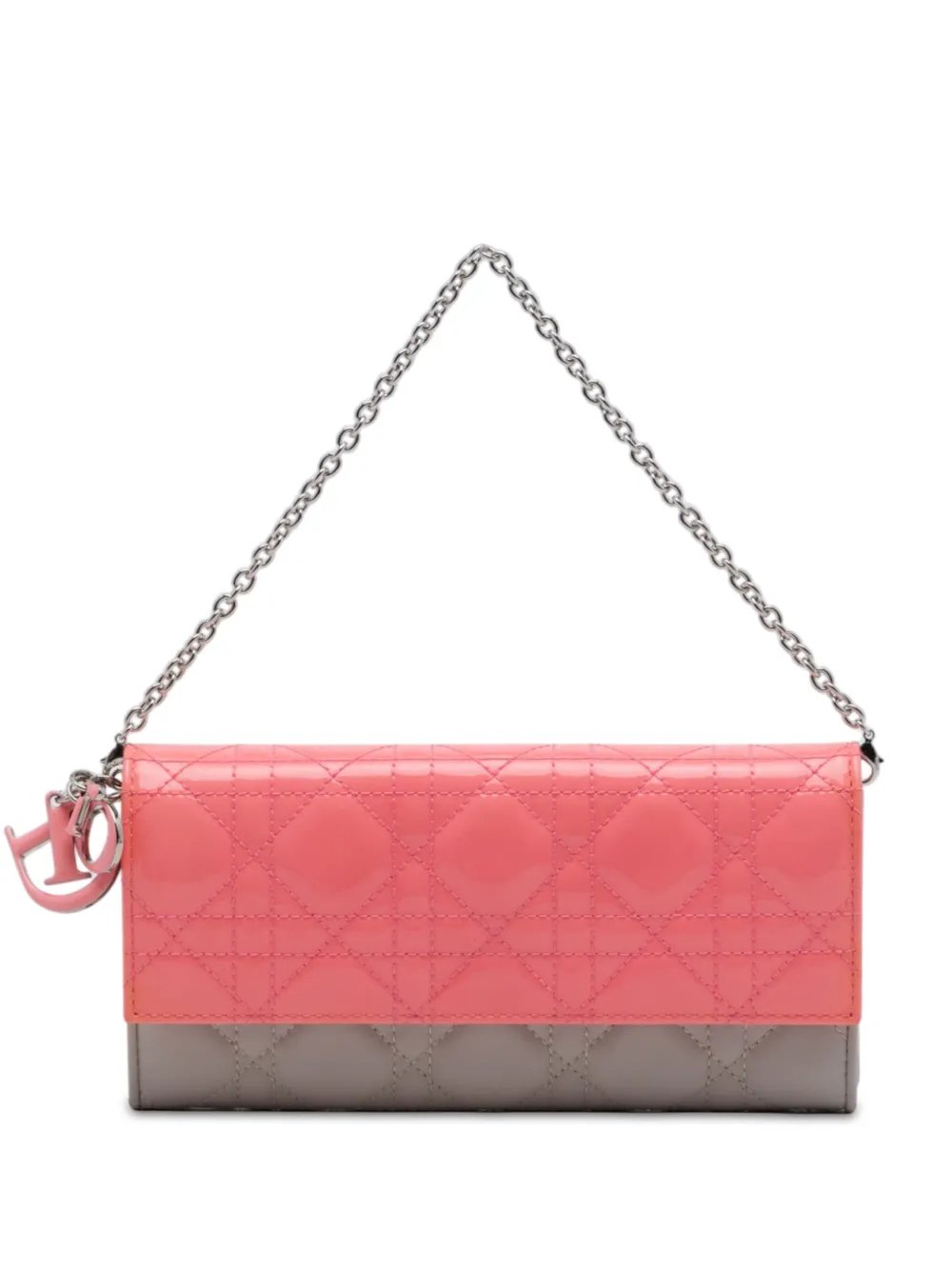 2013 Bicolor Lambskin and Patent Cannage Lady Dior Wallet On Chain handbag