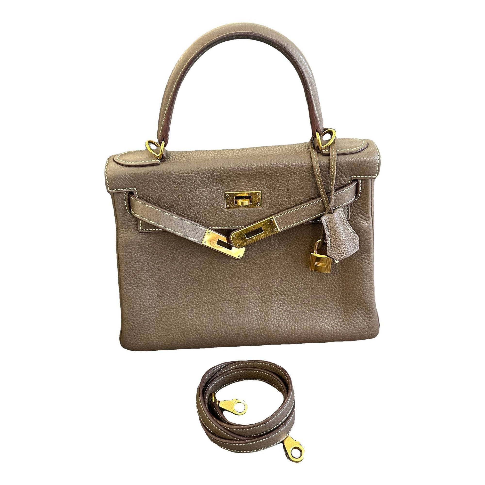 Hermes Kelly 28 Handbag Etoupe Togo Leather