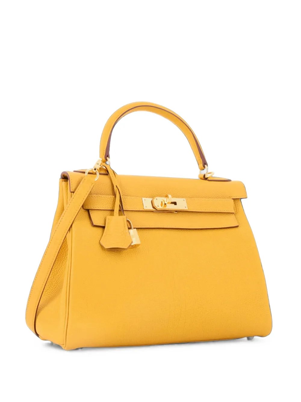 Hermes Kelly Handbag Jaune Ambre Togo with Gold Hardware 28 satchel