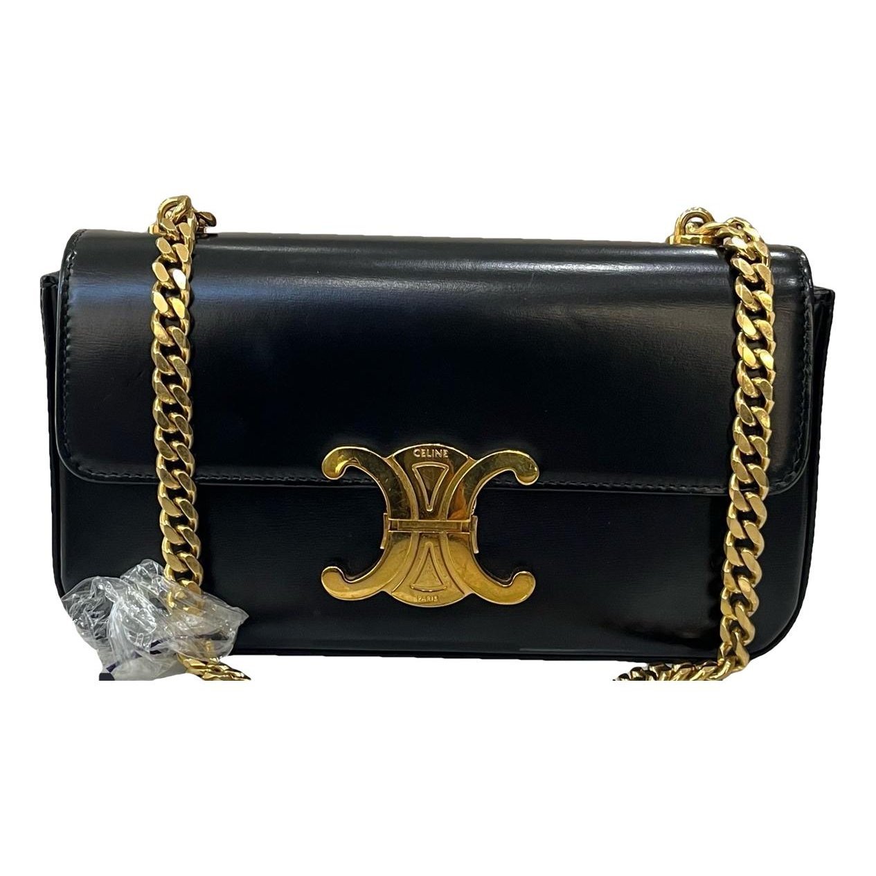 Triomphe chain leather handbag