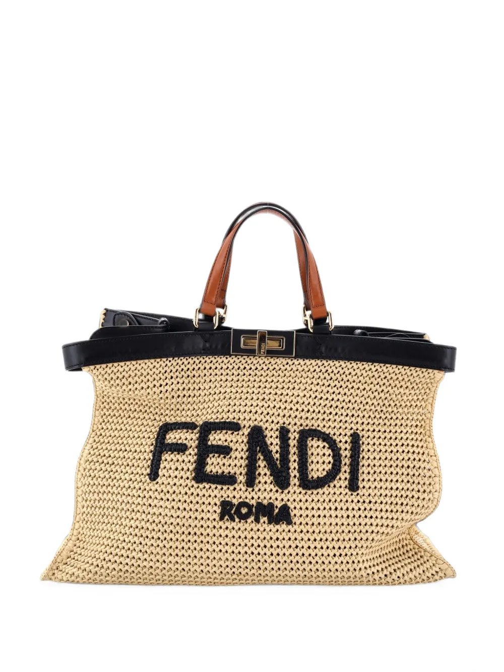 Peekaboo X- Raffia Medium tote bag