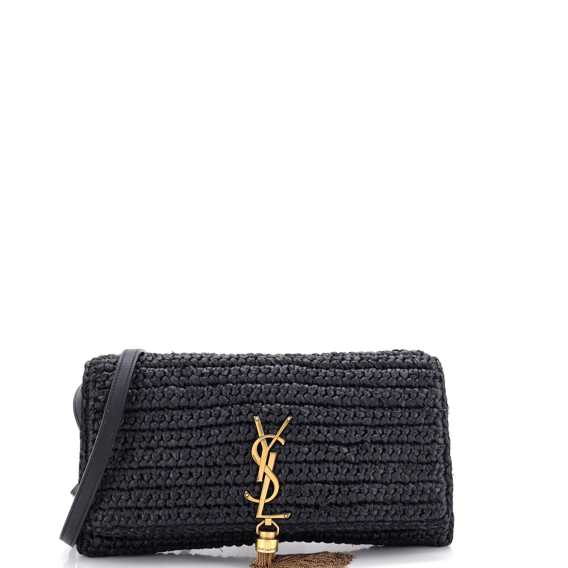 Kate 99 Tassel Flap Bag Woven Raffia Medium