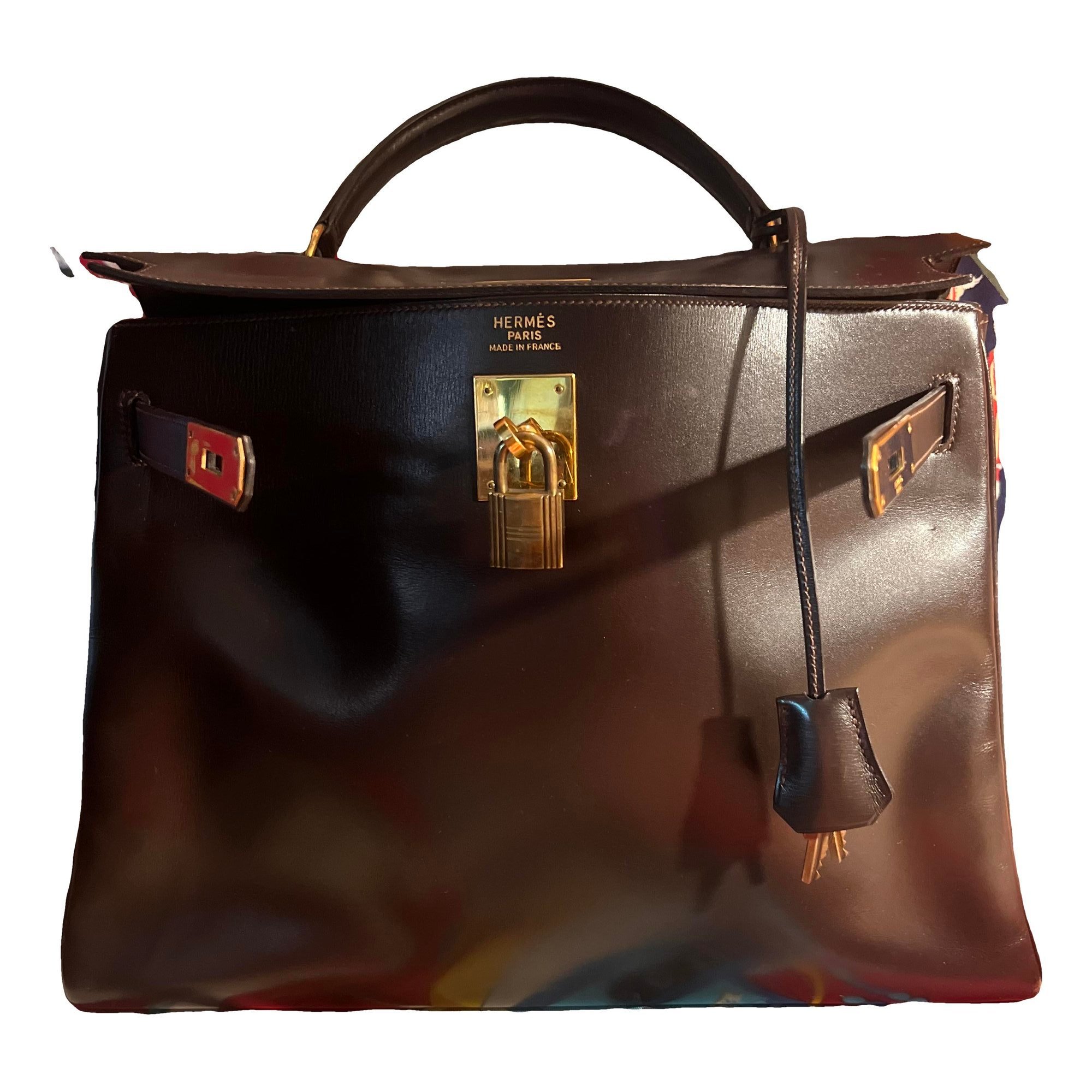 Hermes Kelly 32 Handbag Box Calf Leather 1974