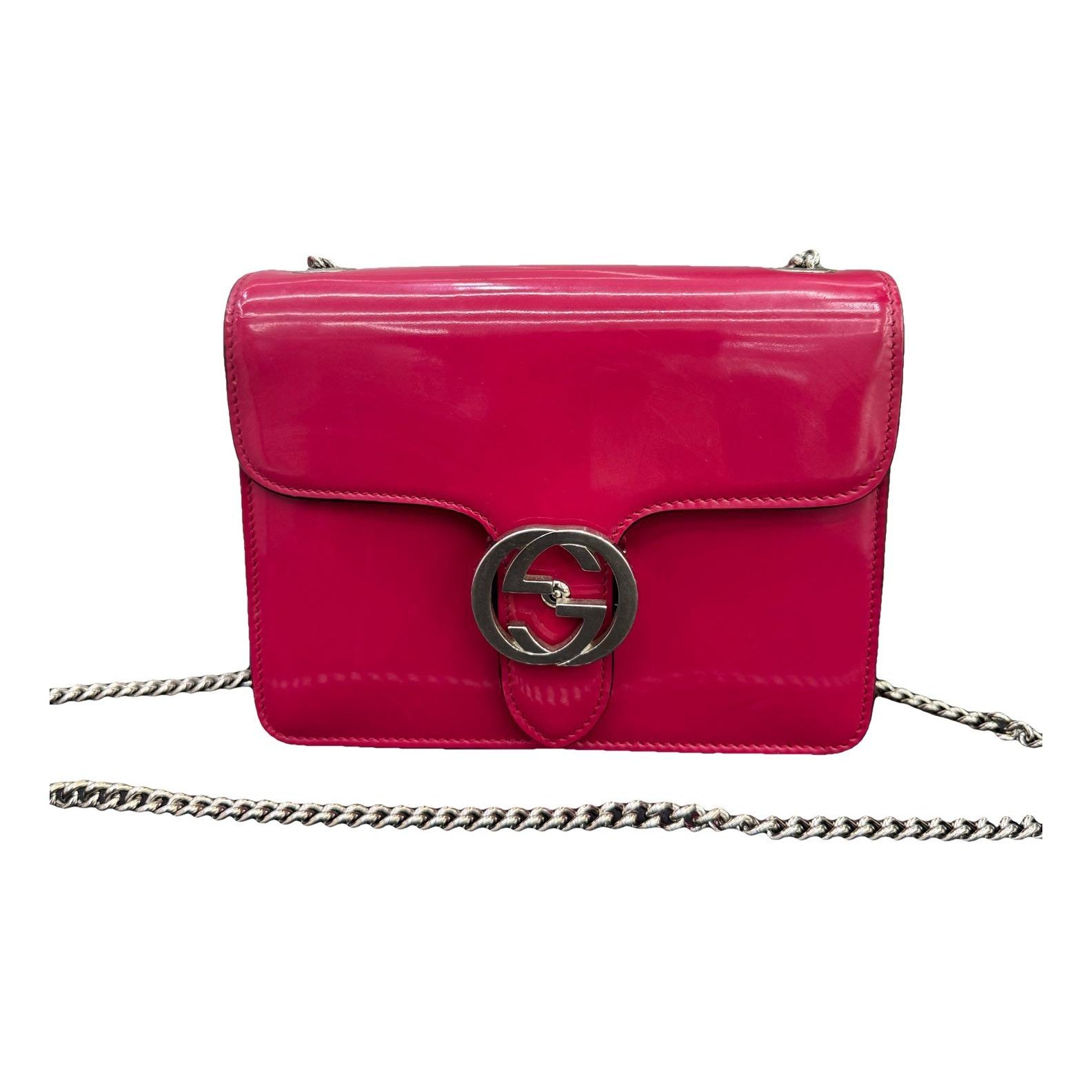Interlocking patent leather handbag