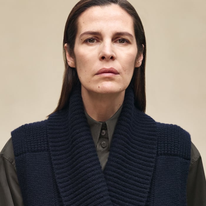 Bleu Noir Belted Cashmere Sleeveless Cardigan