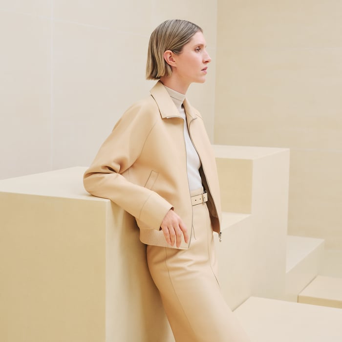 Beige Tendre Heritage Calfskin Jacket