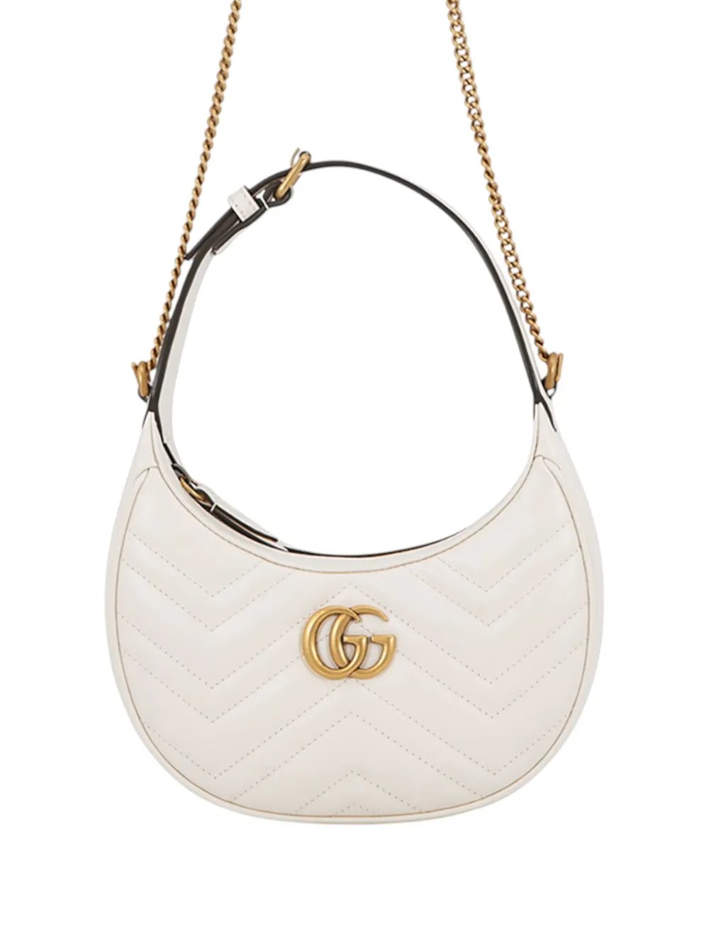 2016-2026 Mini GG Marmont Matelasse Calfskin Half Moon Bag satchel