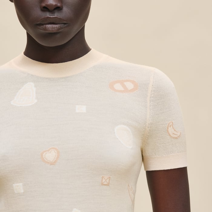 Blanc Cygne "Candy Libris" Short-sleeve Sweater