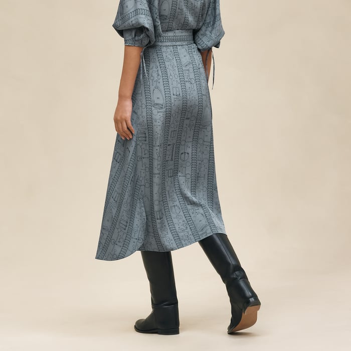 Bleu Adriatique "Cahier Du Colporteur" Straight Skirt