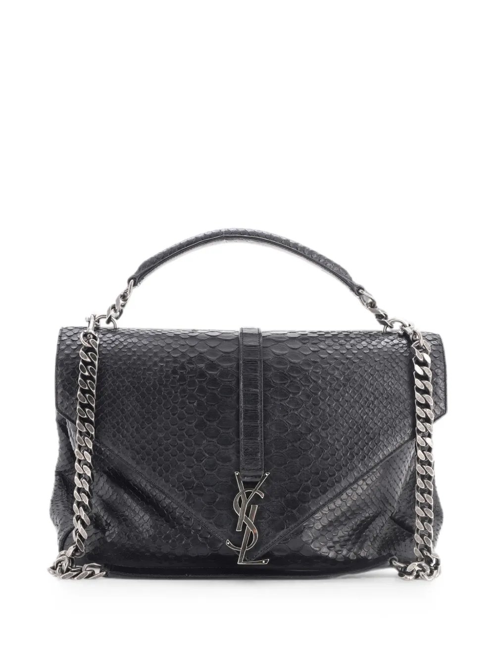 Classic Monogram College Bag Python Embossed Leather Large satchel