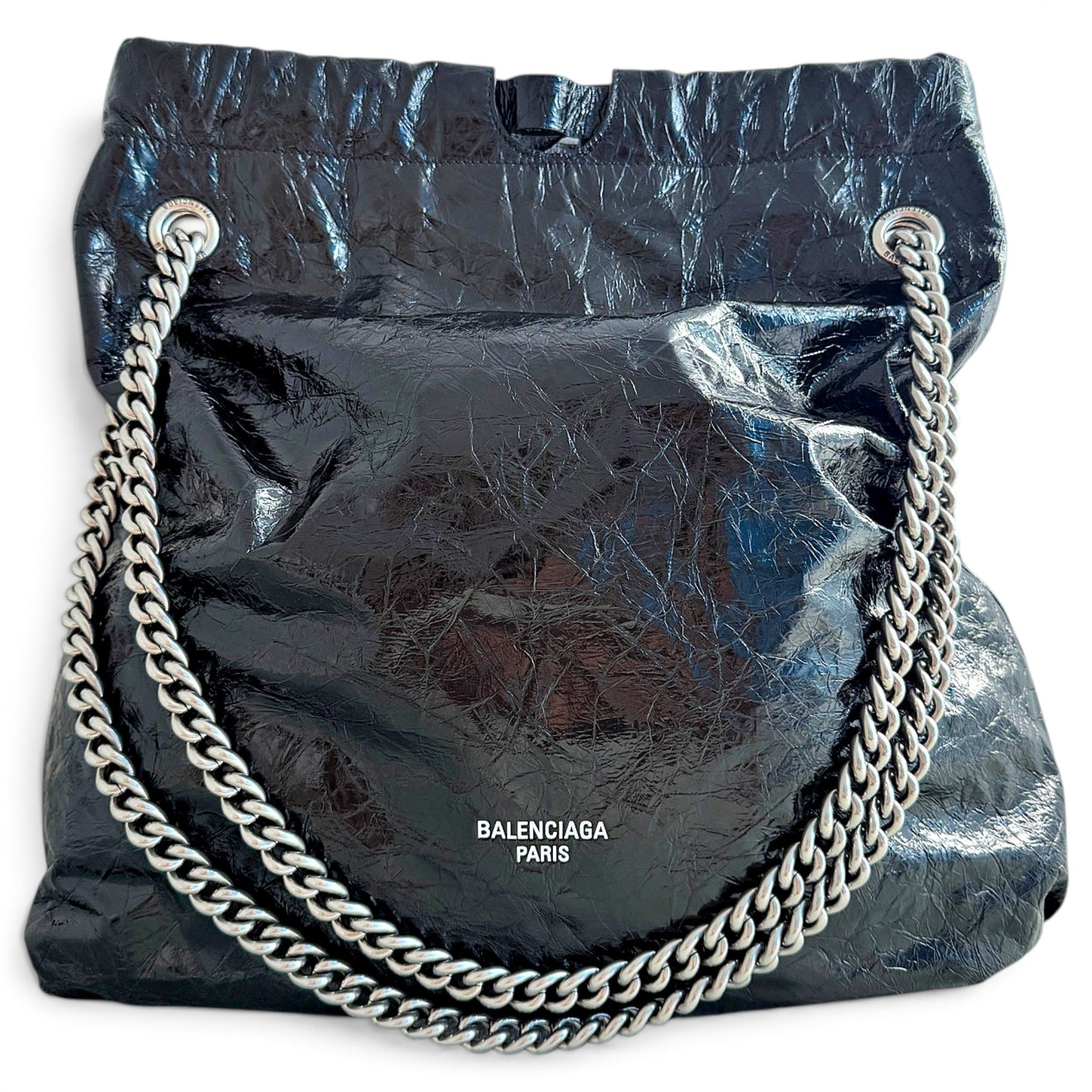 Crush leather handbag
