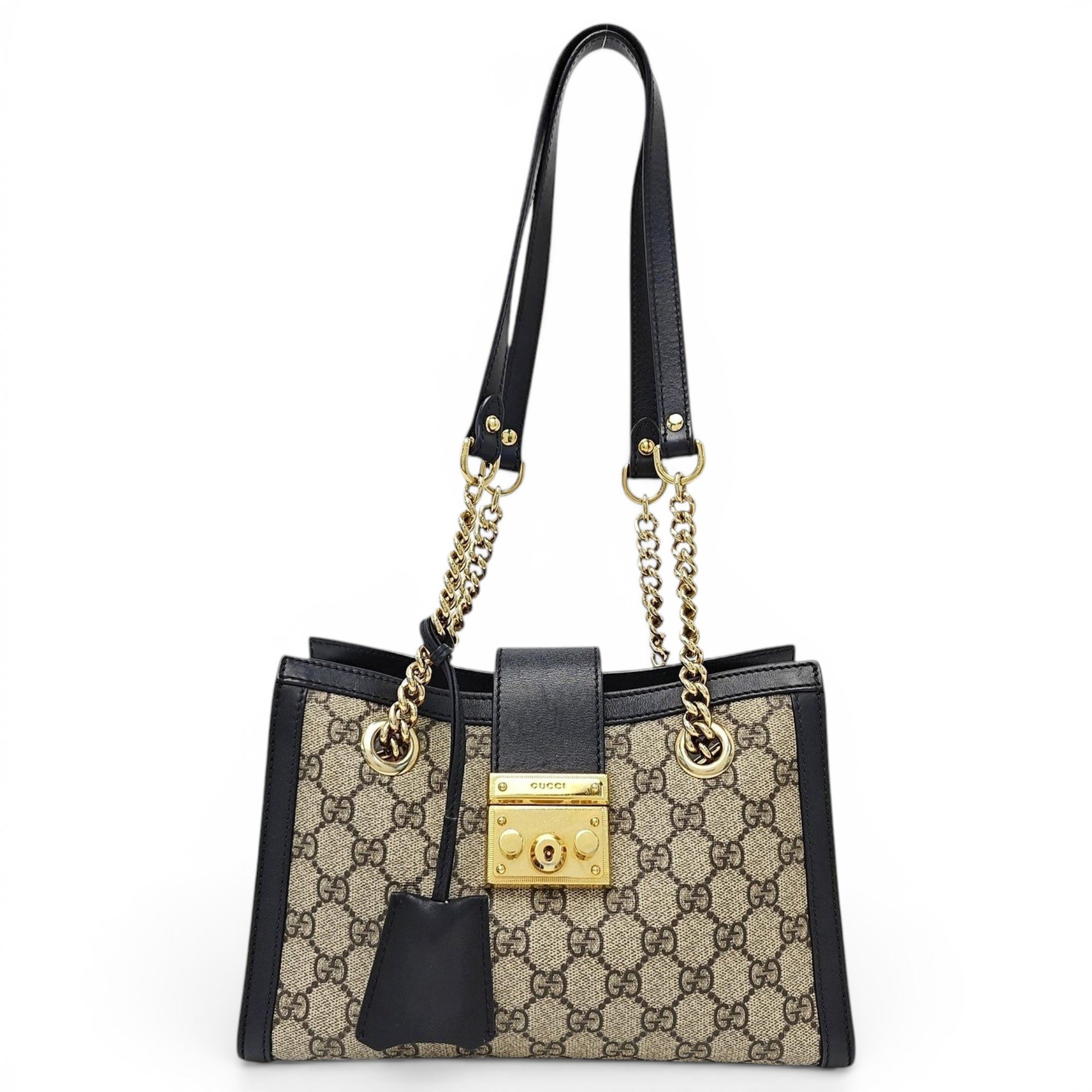 Padlock leather handbag