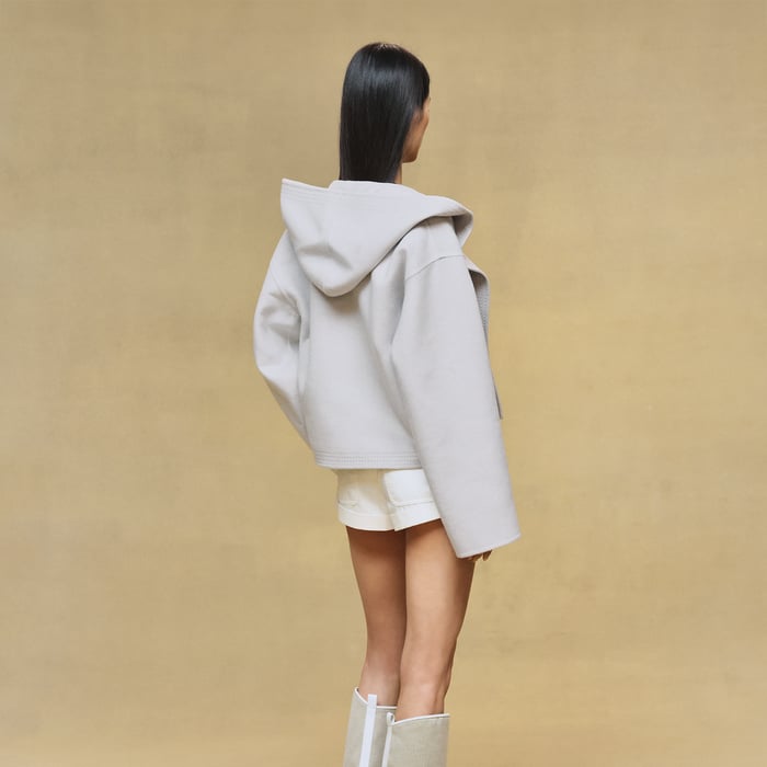 Gris Pervenche Hooded Jacket