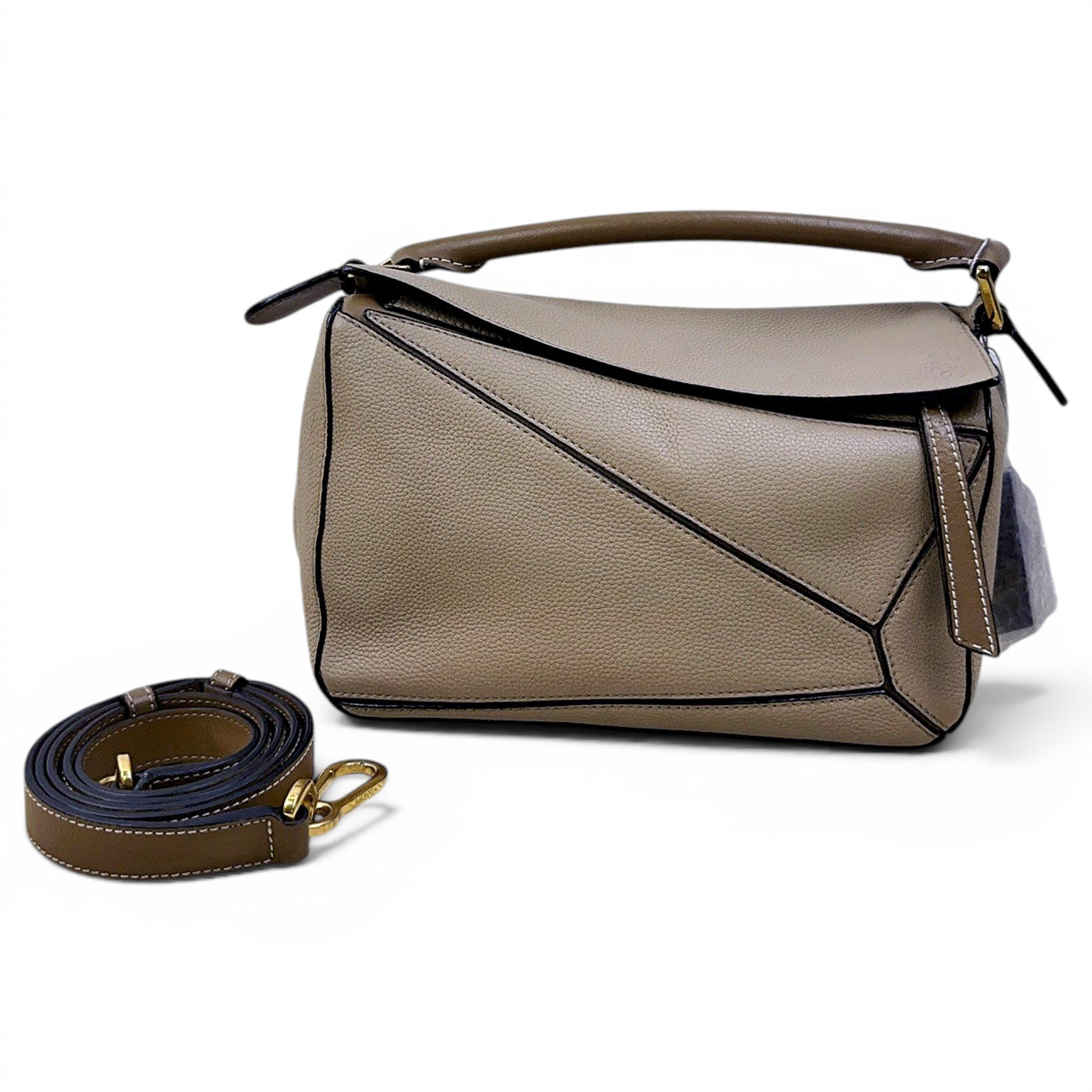 Puzzle leather handbag