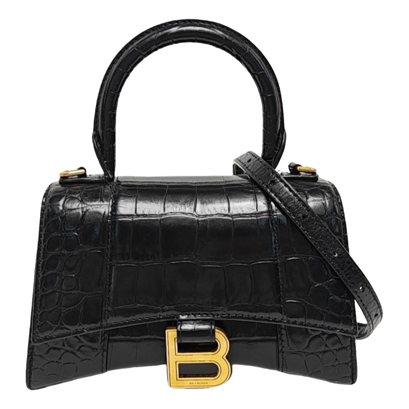 Hourglass leather handbag
