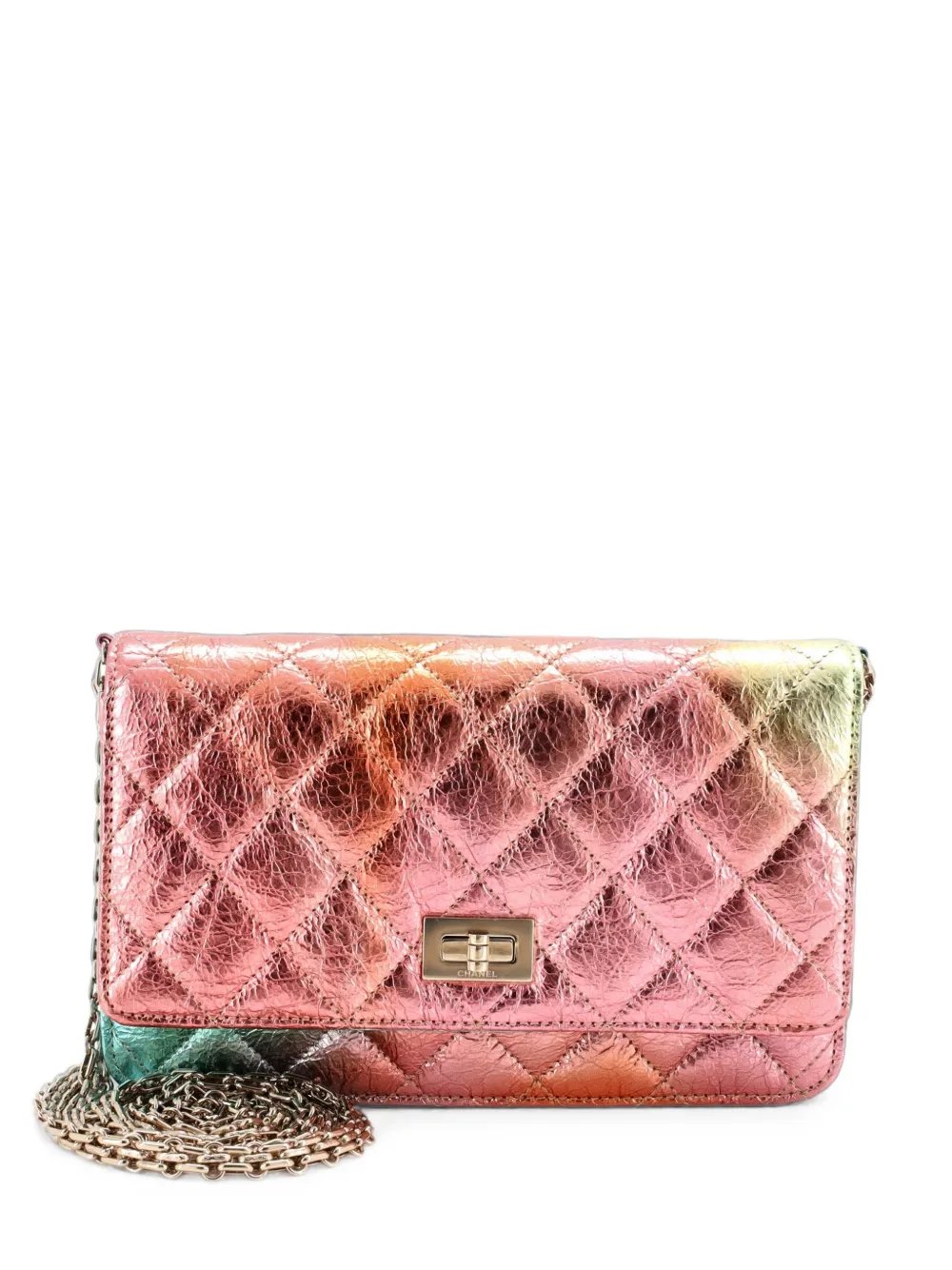 Rainbow Reissue 2.55 Wallet on Chain Quilted Multicolor Metallic Goatskin crossbody bag