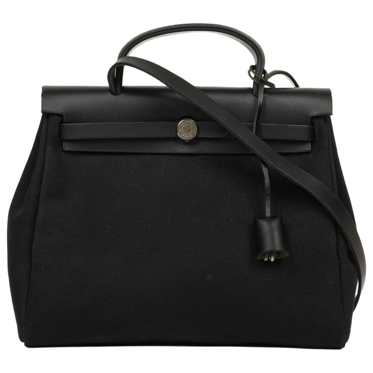 Hermes Herbag Handbag Black Vache Leather 2002