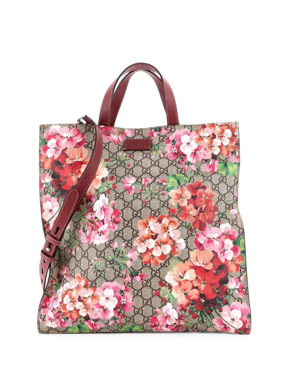 Convertible Soft Open Blooms Print GG Coated Canvas Tall tote bag
