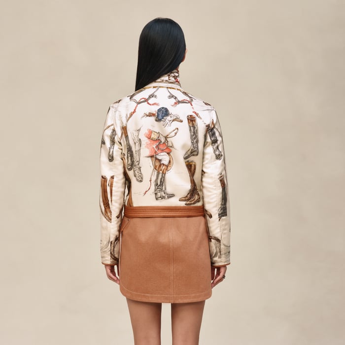 Beige Parchemin "A Propos De Bottes" Bomber Jacket