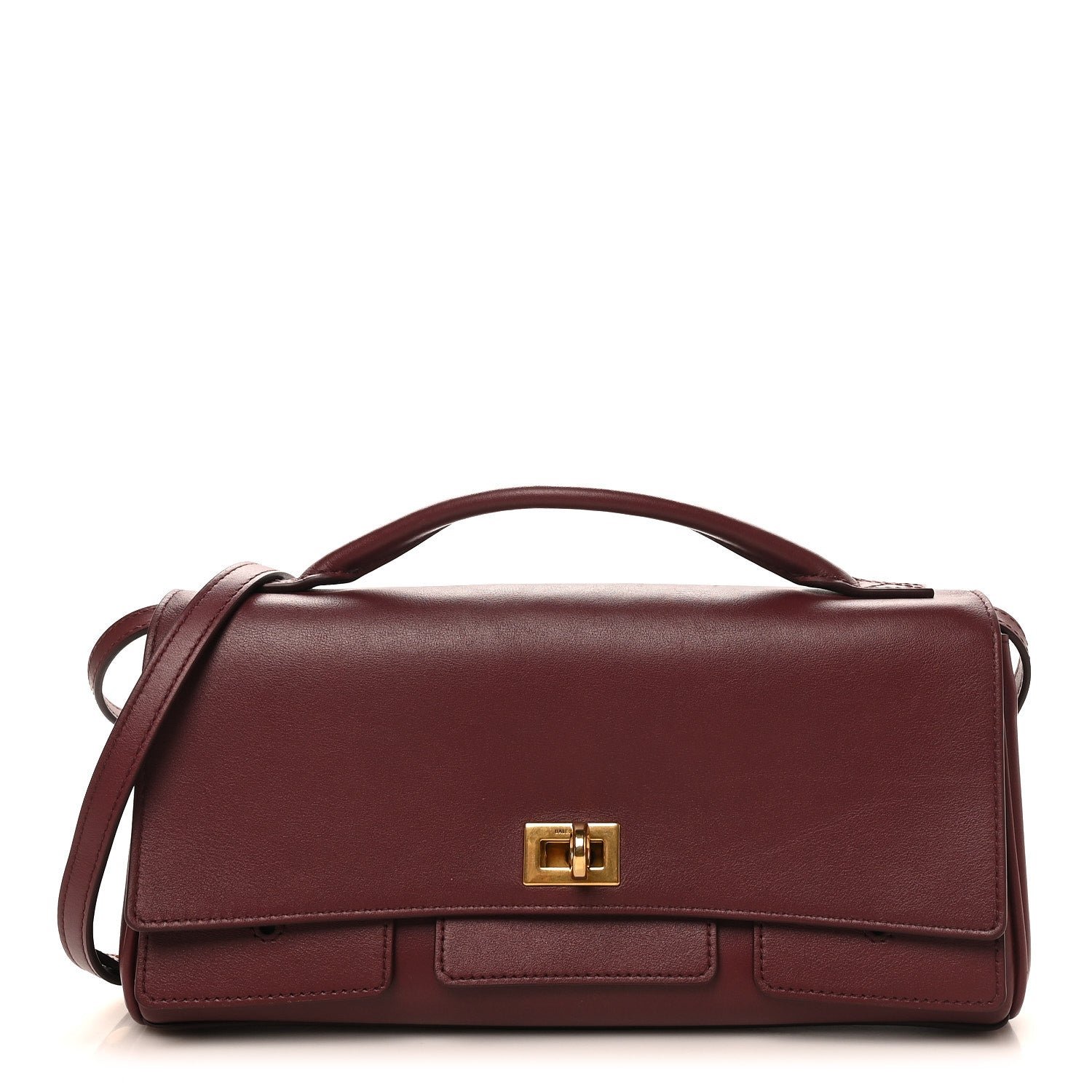 Balenciaga Smooth Calfskin Small Bel Air Clutch On Strap Dark Burgundy Dark Burgundy