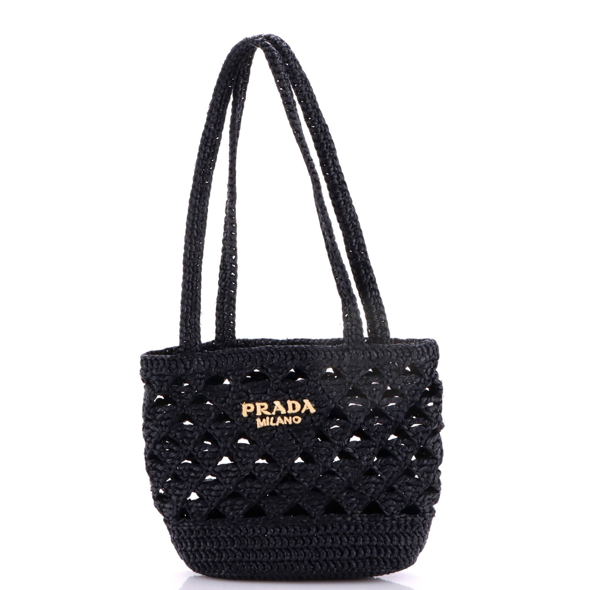 Triangle Logo Tote Raffia Crochet Mini