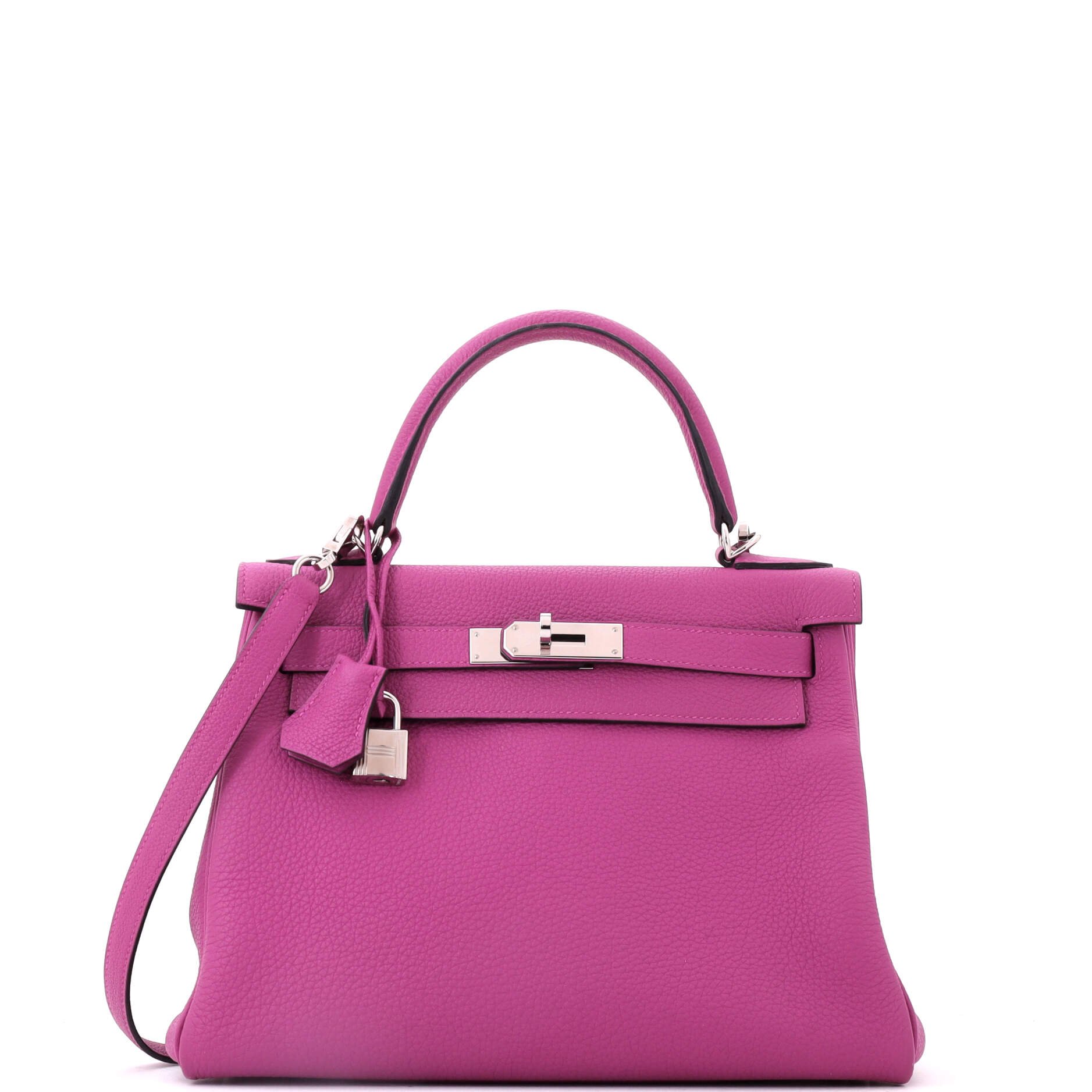 Kelly Handbag Rose Pourpre Togo with Palladium Hardware 28