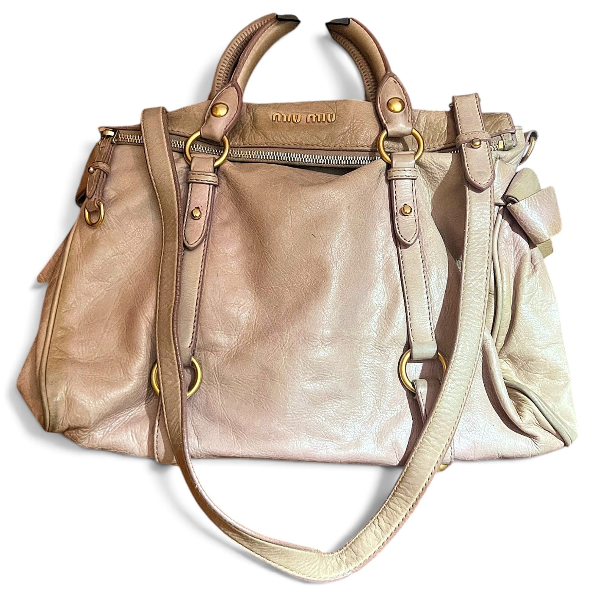 Bow bag leather handbag