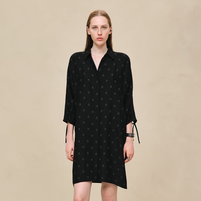 Noir "Aux Champs En Fleurs" Wide Dress