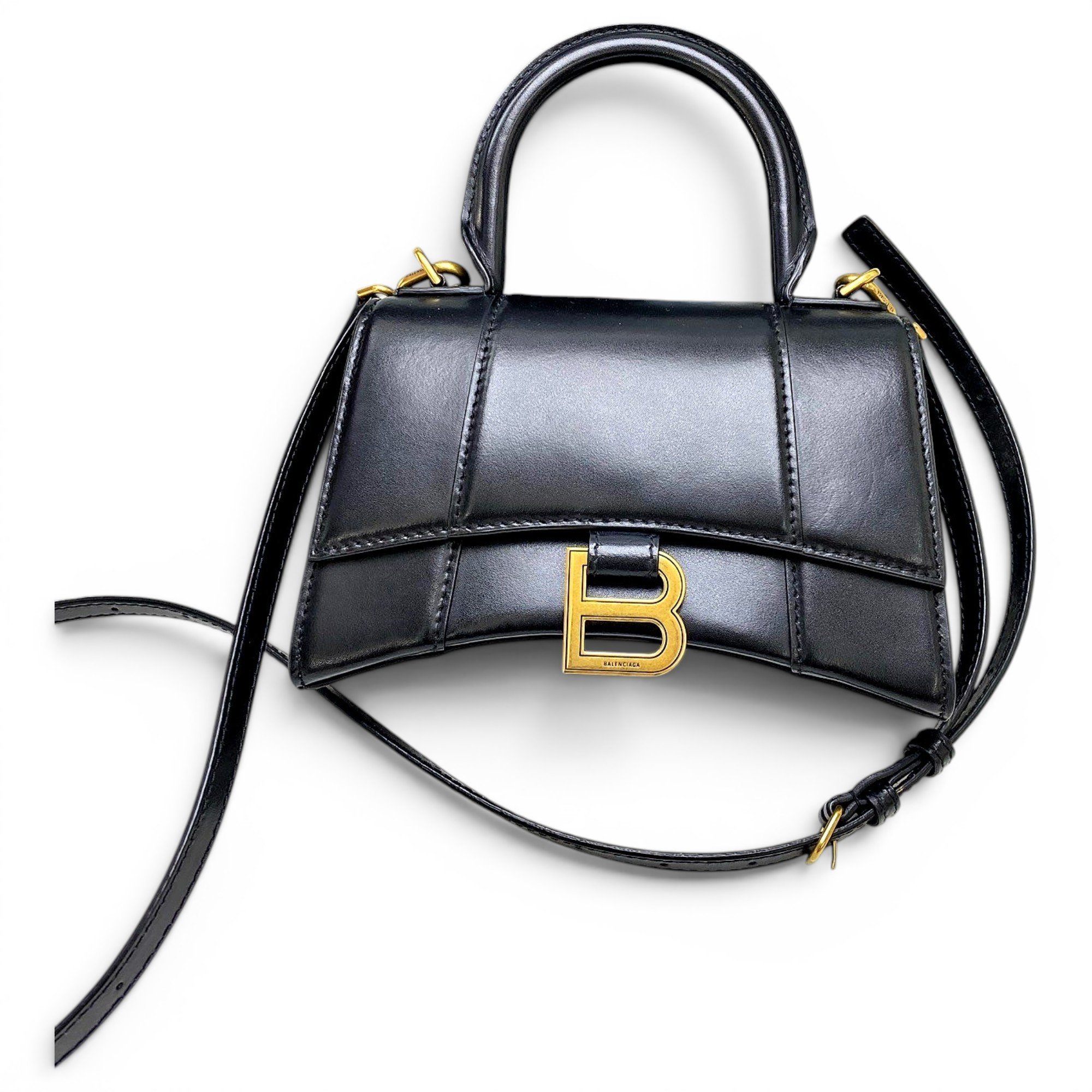 Hourglass leather handbag