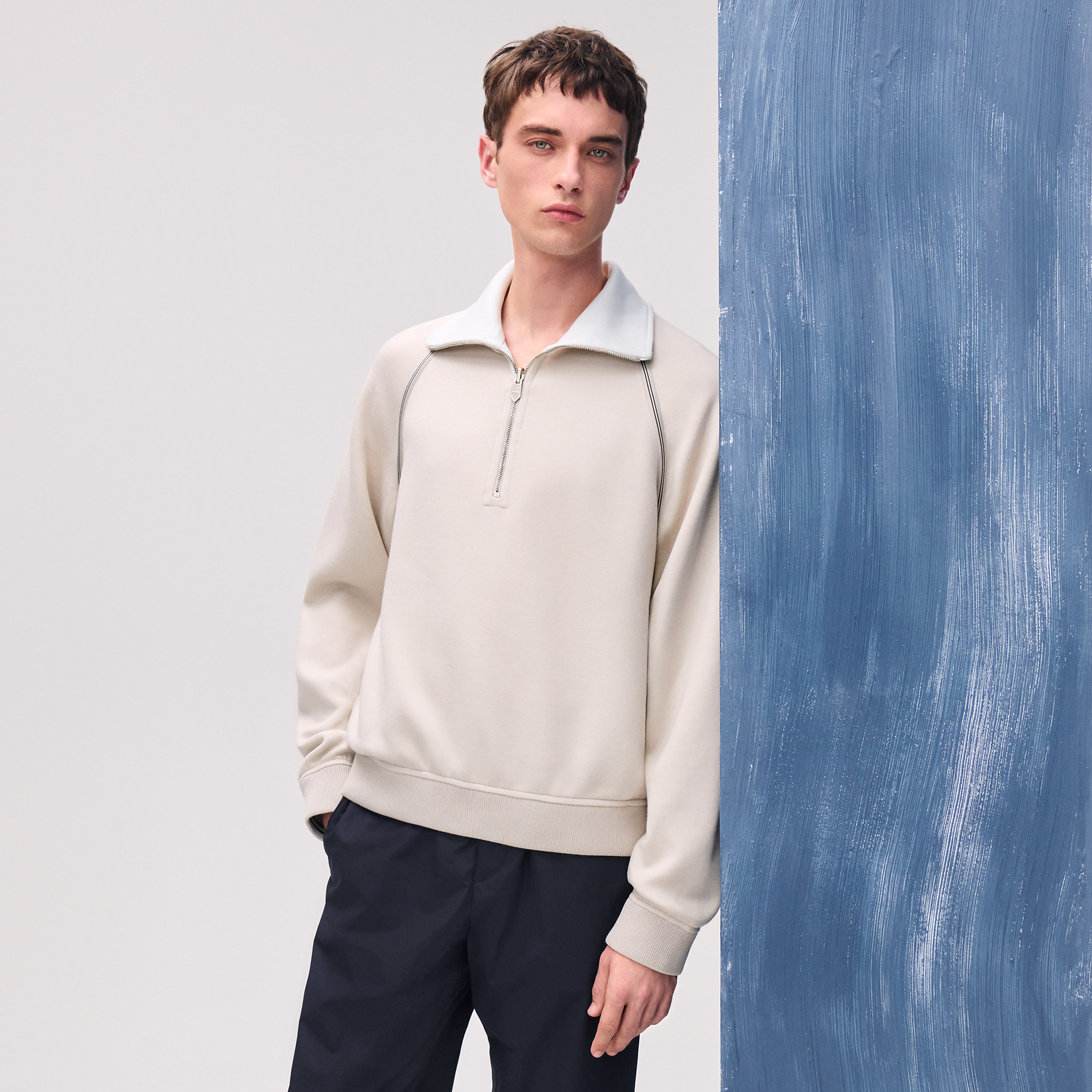 "Reversible sport" full-zip sweater
