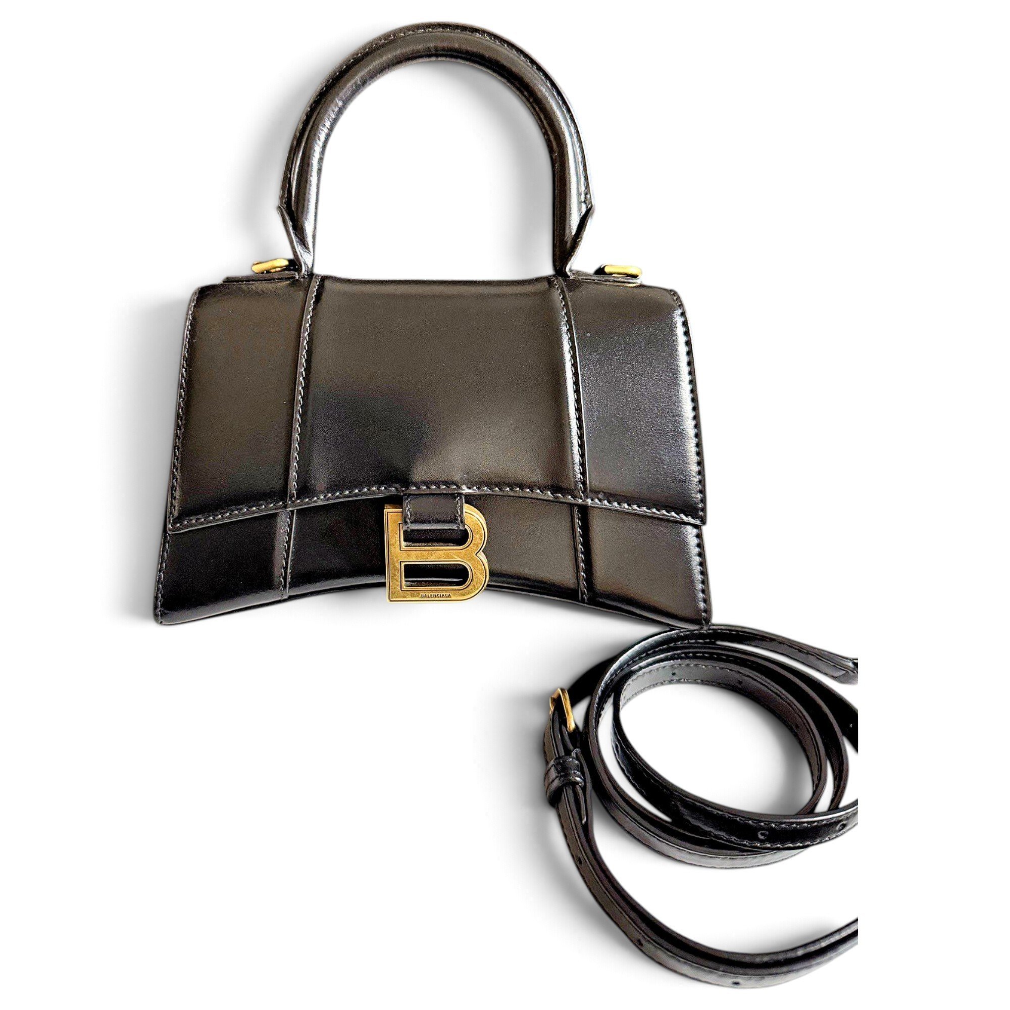 Hourglass leather handbag
