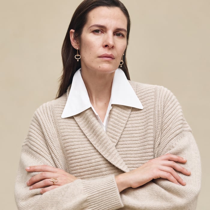 Beige Naturel Cashmere Buttoned Jacket