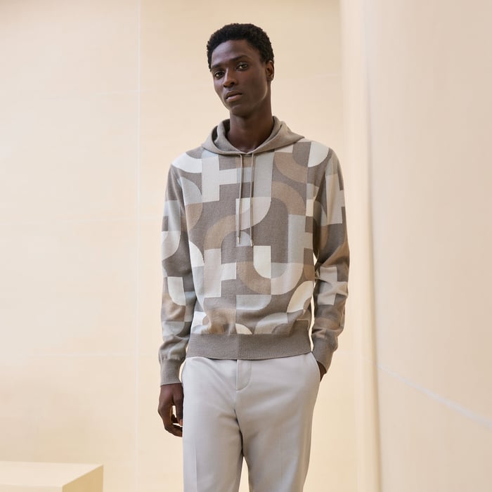Tourbe Cashmere "Maillon Puzzle" Hooded Sweater
