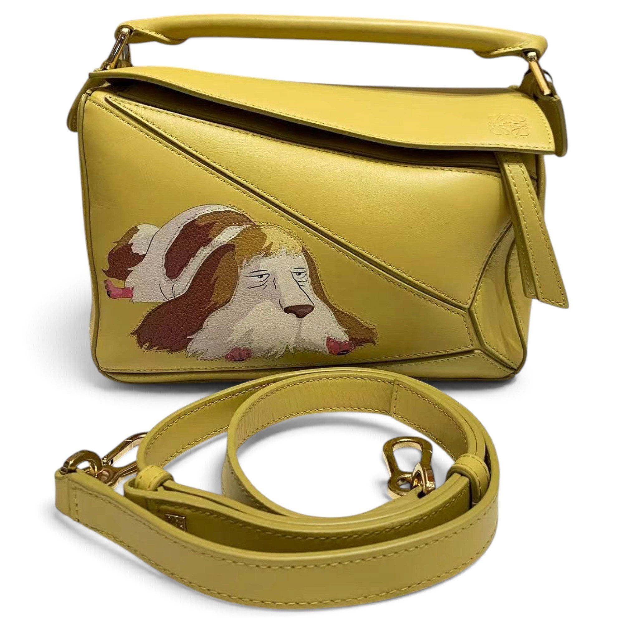 Puzzle leather handbag