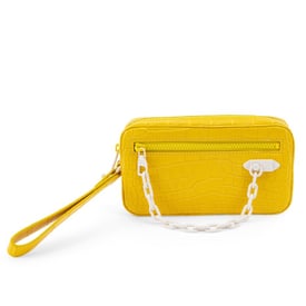 Louis Vuitton Virgil Abloh Yellow Matte Alligator Pochette Volga Matte White Hardware, 2018