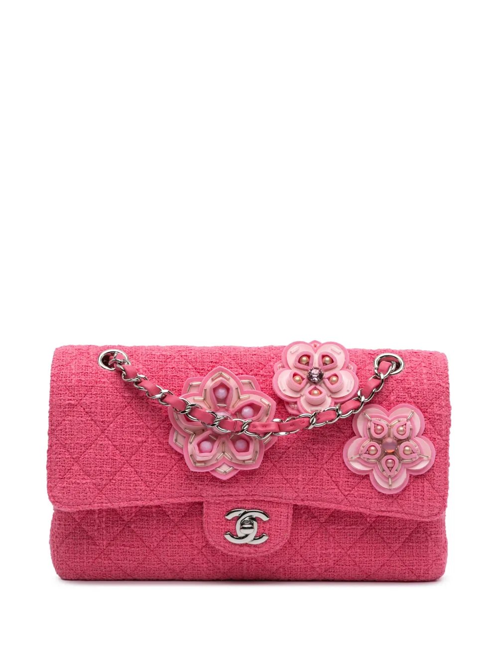 2016-2017 Medium Classic Tweed Flower Double Flap shoulder bag