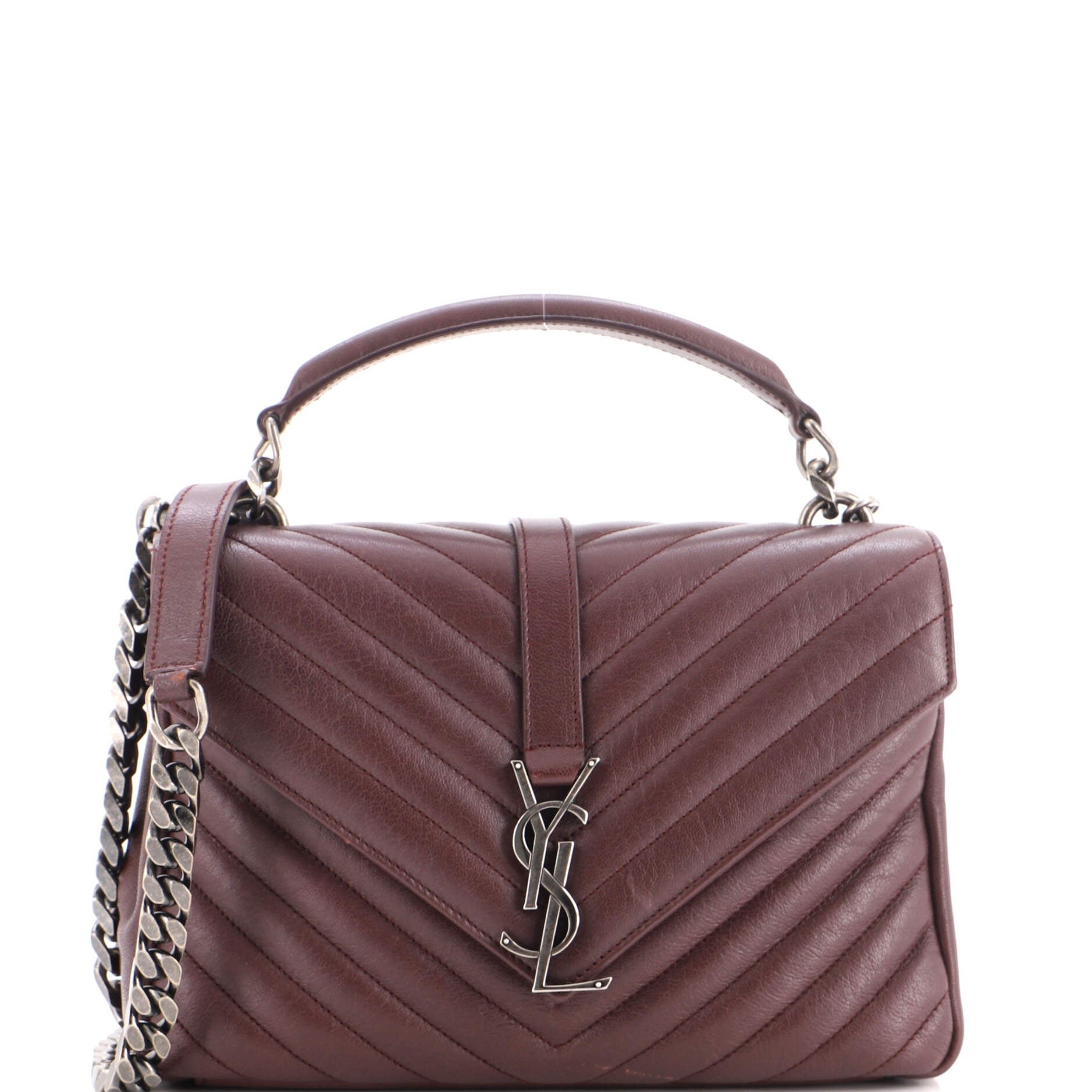 Classic Monogram College Bag Matelasse Chevron Leather Medium