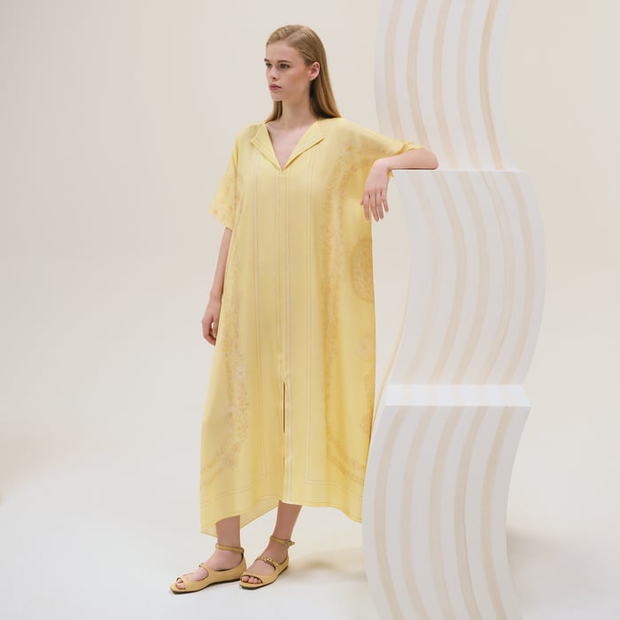 Jaune Aurore "Brides De Gala Et En Fleurs" Caftan