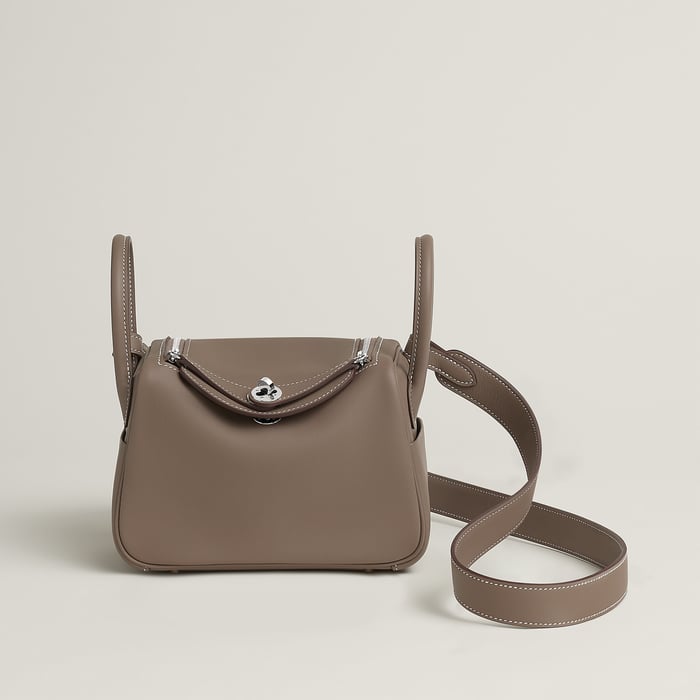 Hermes Mini Lindy II in Etoupe Swift calfskin