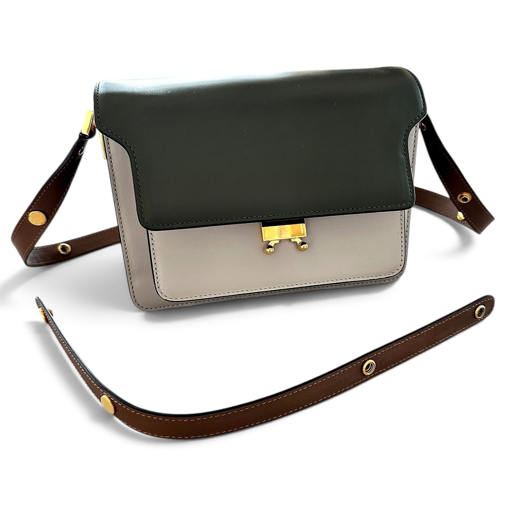 Trunk leather crossbody bag