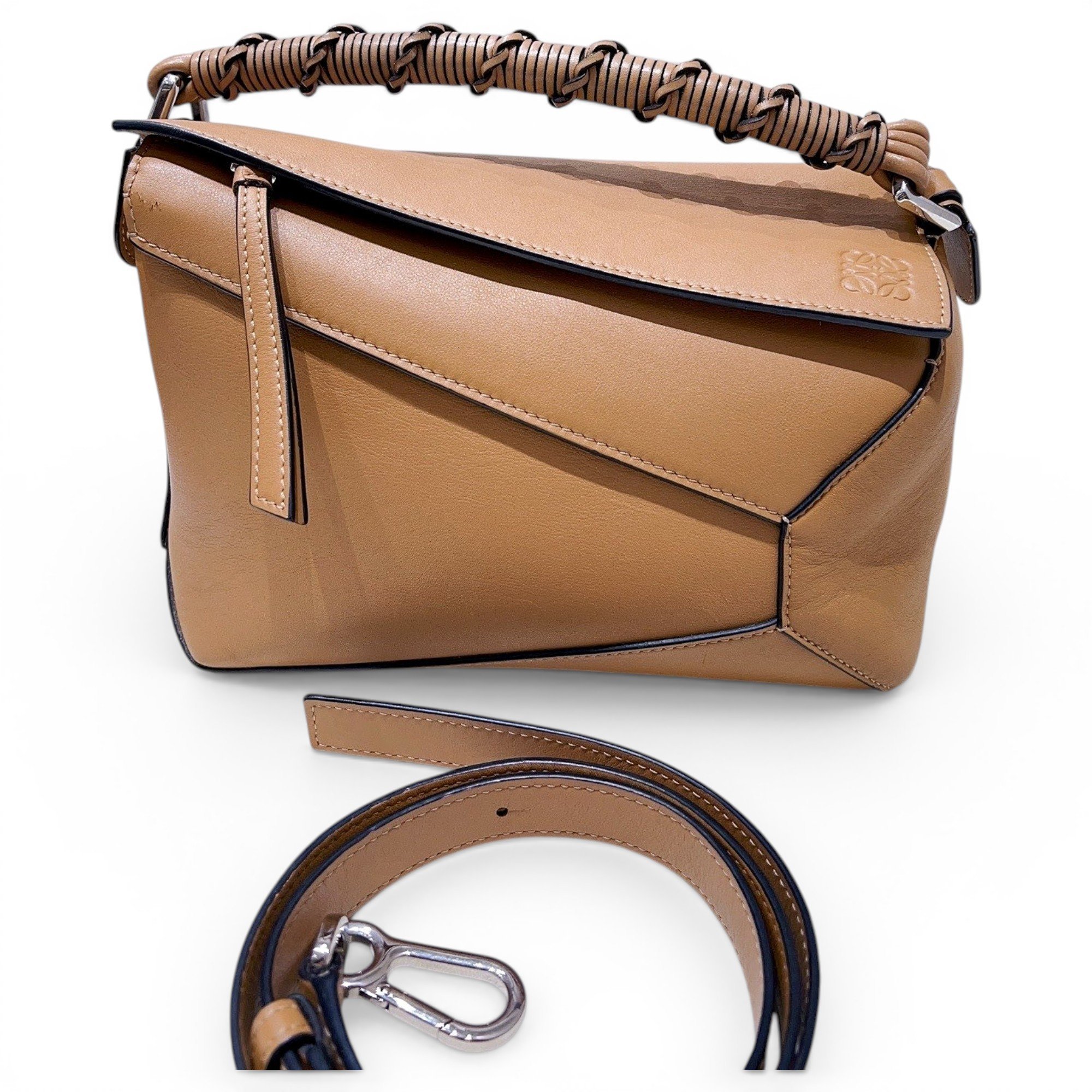 Puzzle leather handbag