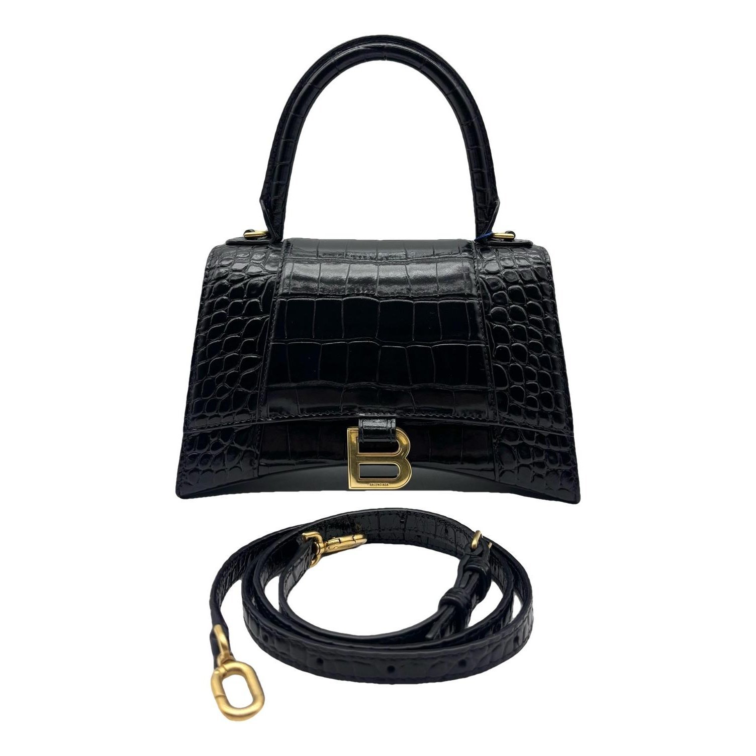 Hourglass leather handbag