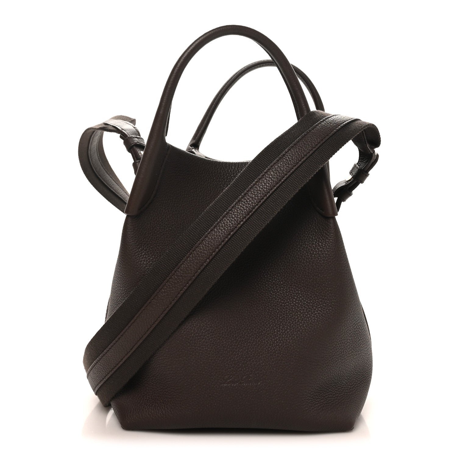 Loro Piana Grained Calfskin Small Bale Bag Dark Brown