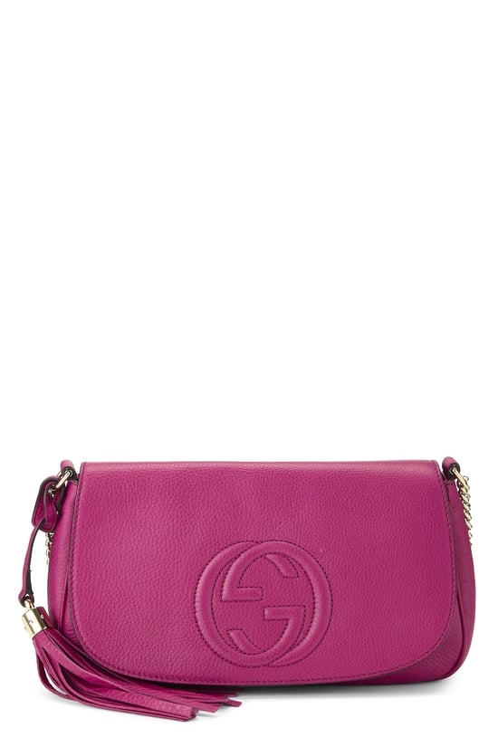 Pink Grained Leather Soho Flap Crossbody