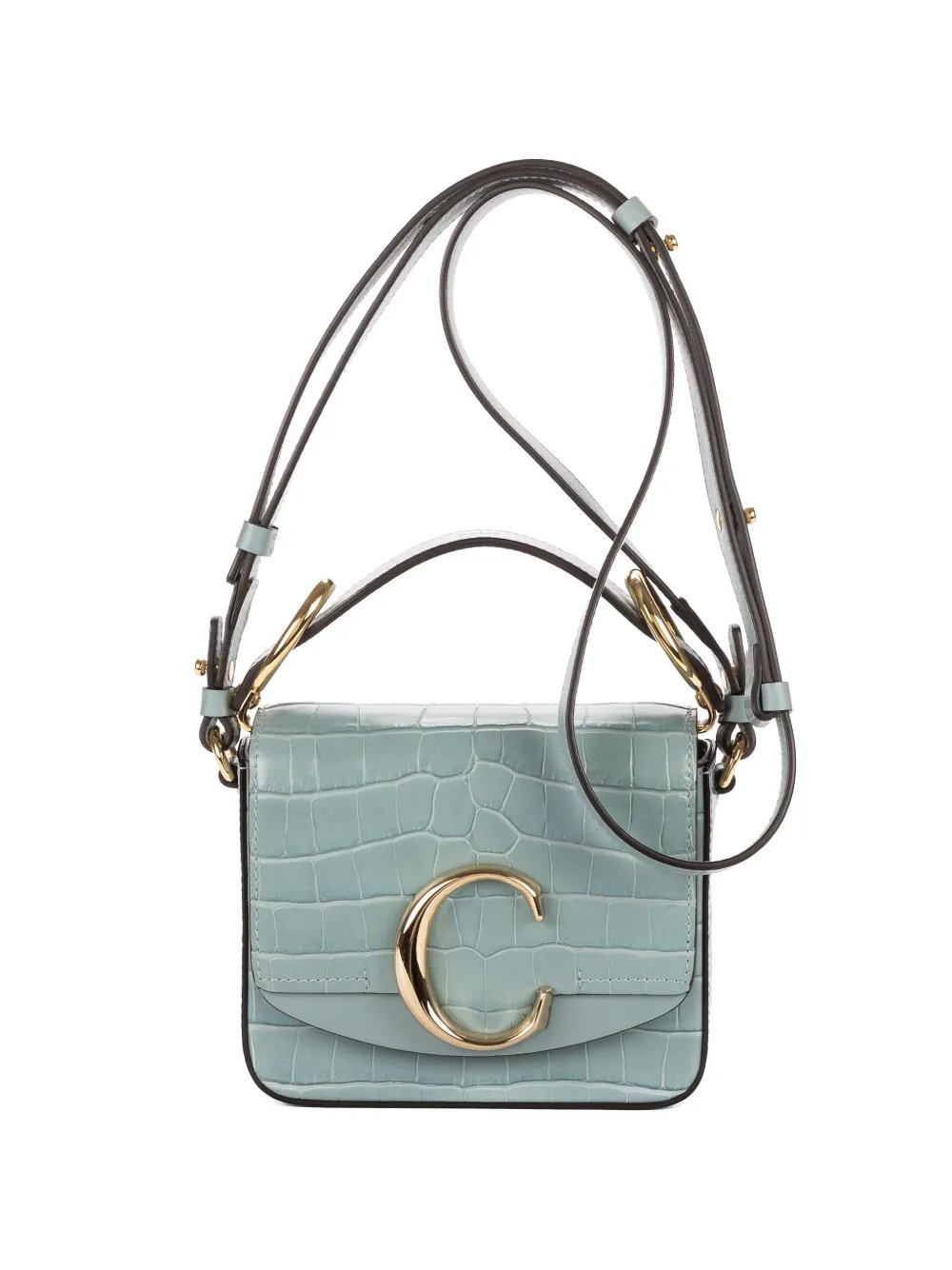 C crocodile-effect shoulder bag