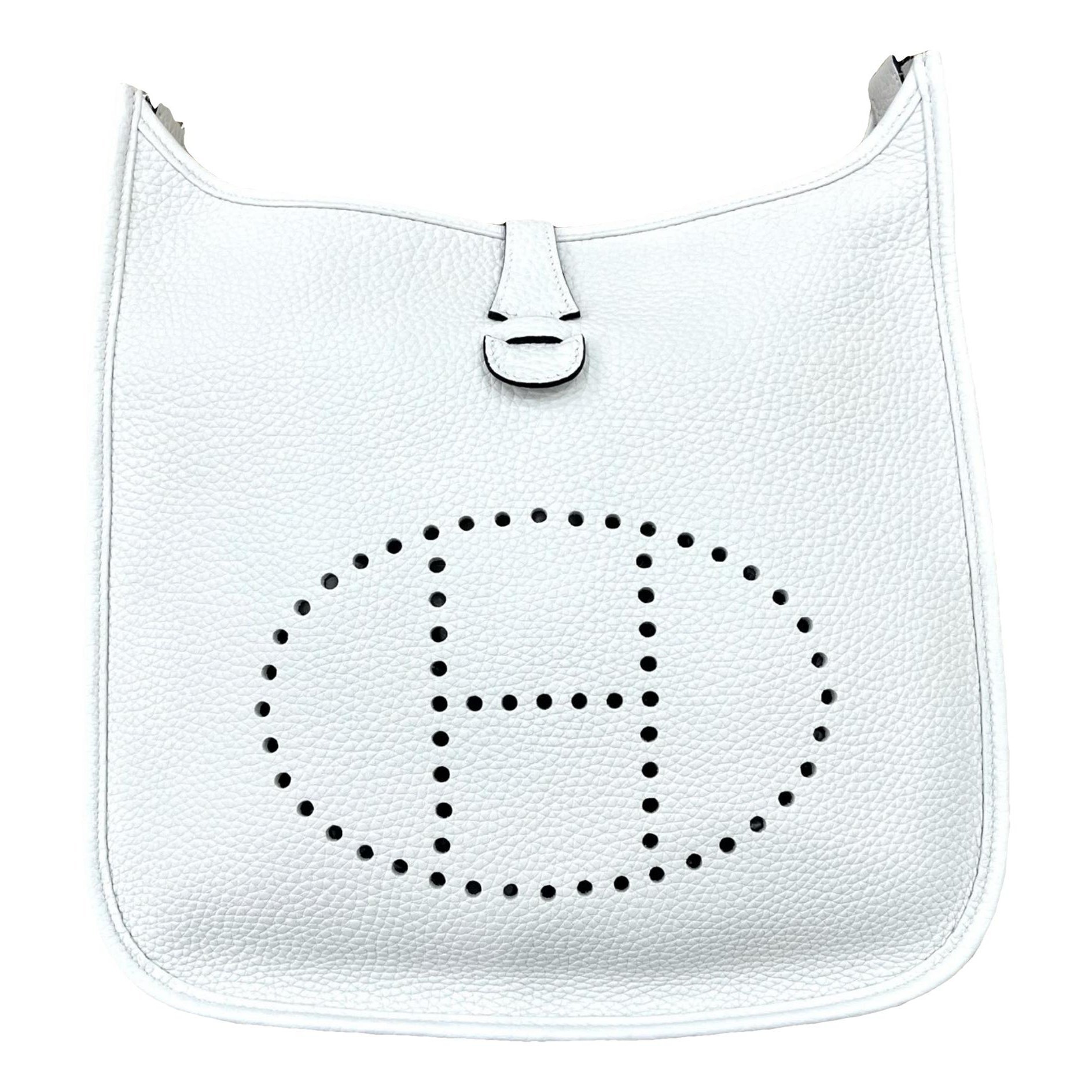 Hermes Evelyne Handbag New White Clemence Leather